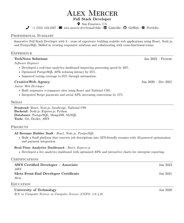 Jake Resume (With Icons) preview