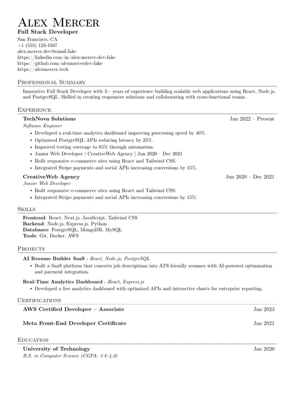 Jake Resume preview